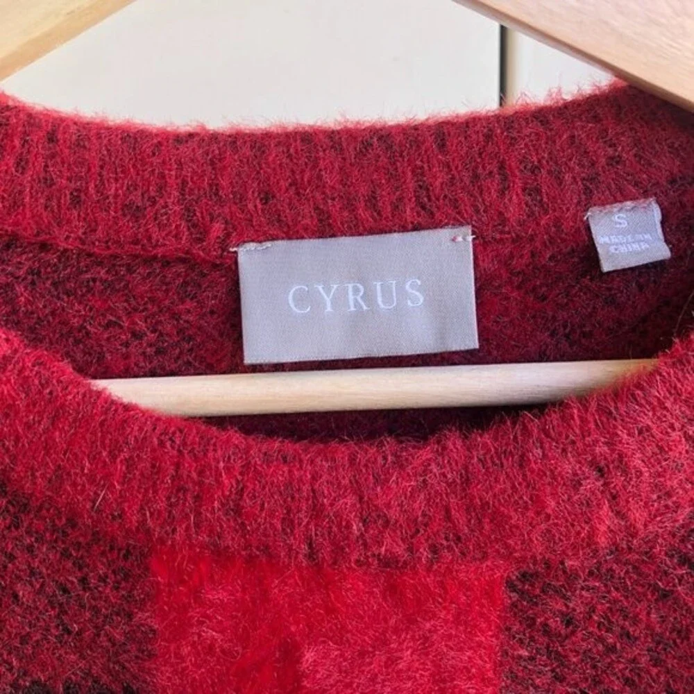 Cyrus Plaid Sweater Red & Black Size S - Picture 5 of 9